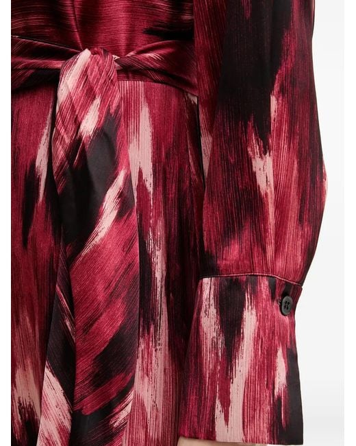 Joseph Ribkoff Red Tie-Waist Printed Dress