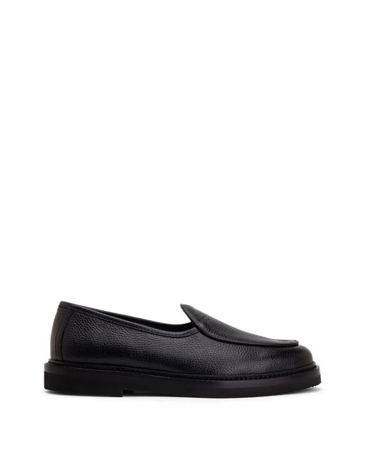 Solovière Black Alexis Pebbled-Leather Loafers for men