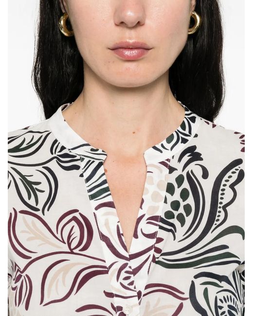 Emme White Floral-Print Blouse