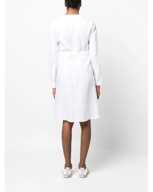 Vestido Con Cinturón Calvin Klein de color White