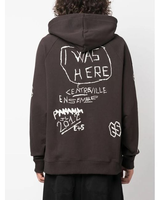 Etudes Studio Gray Graffiti-Embroidery Organic Cotton Hoodie