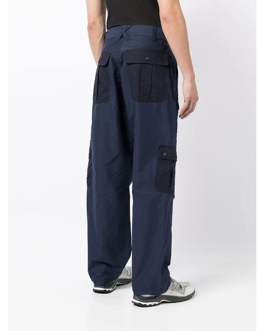 White Mountaineering Blue Multi-Pocket Cotton-Blend Parachute Trousers for men