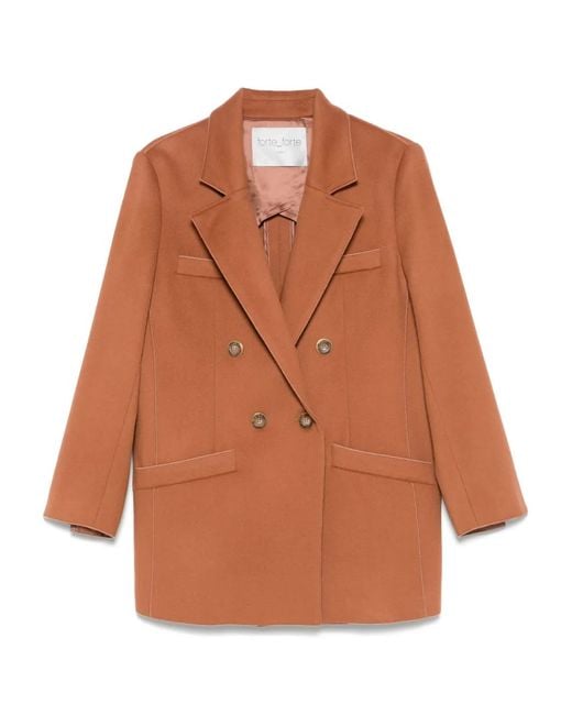 Forte_forte Brown Blazer À Boutonnière Croisée