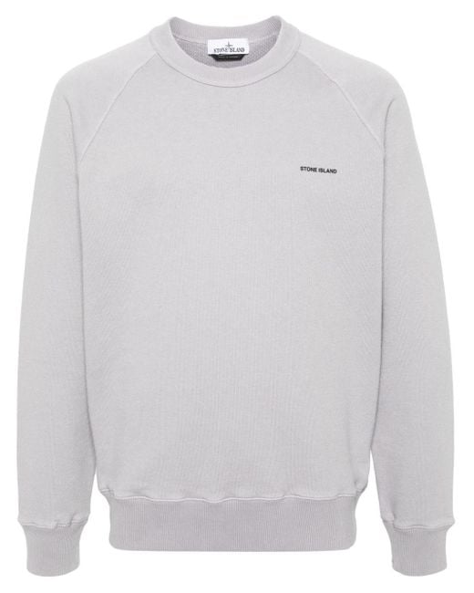Stone Island White Raised-logo Cotton Sweatshirt for men