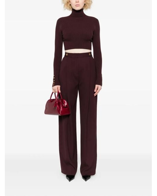 Elisabetta Franchi Purple Ribbed Crop Top