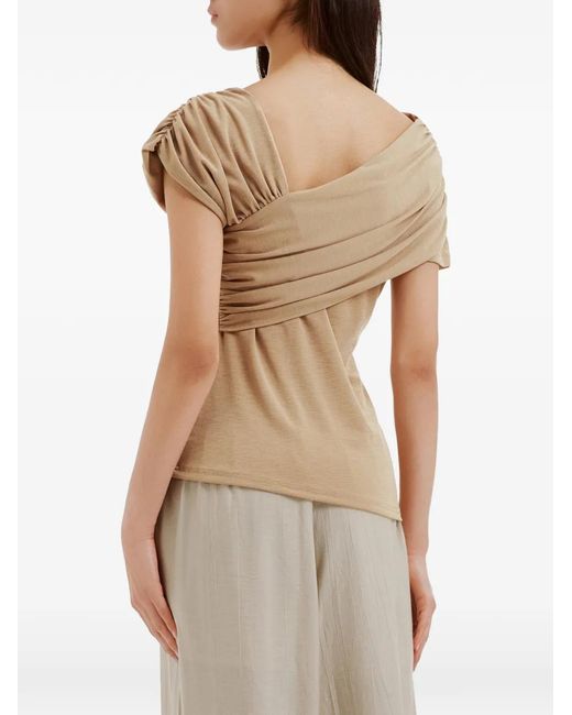 B+ AB Natural Ruched Off-Shoulder Blouse