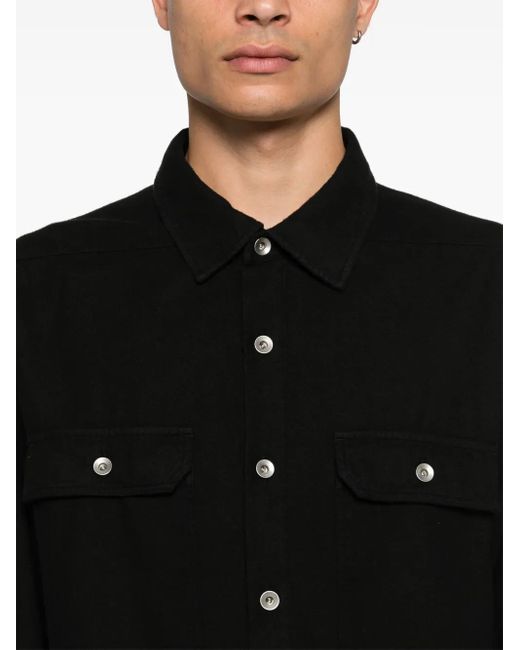 Rick Owens Black Organic Cotton Overshirt for men