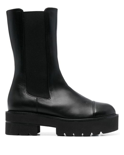 Stuart Weitzman Presley Leather Utility Boots in Black Lyst