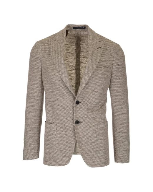 Al Duca D'aosta Brown Micro-Check Jacket for men