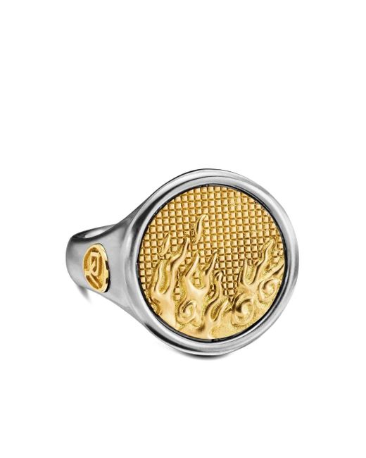 David Yurman Metallic 18Kt And Sterling Water And Fire Duality Signet Ring (20Mm) for men
