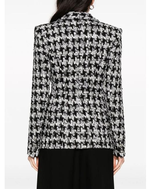 Faith Connexion Black Bouclé Houndstooth-Pattern Blazer