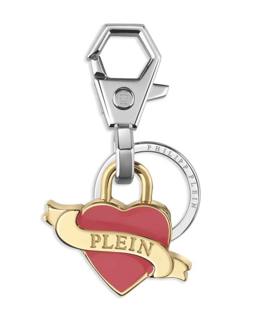 Philipp Plein White Stainless Steel Keyring