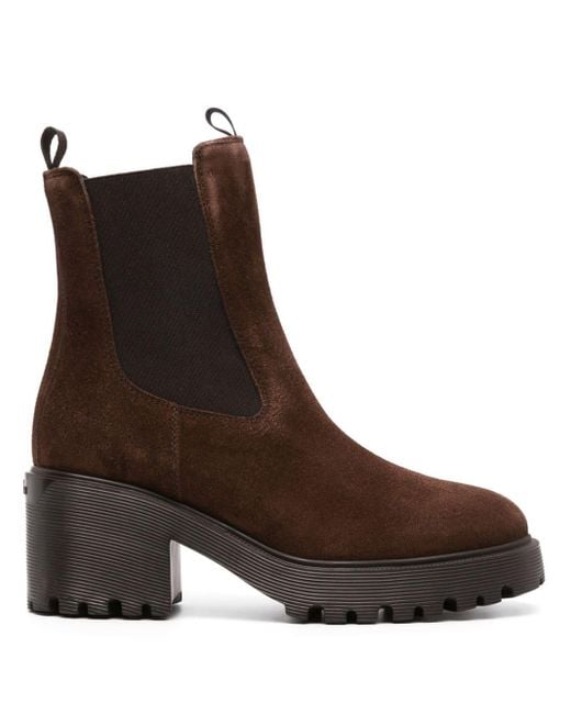 Hogan Brown 70mm Leather Ankle Boots