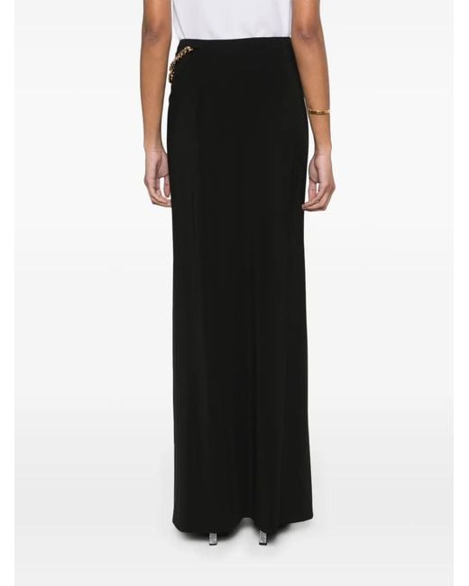 Moschino Black Padlock-Detail Asymmetric Maxi Skirt