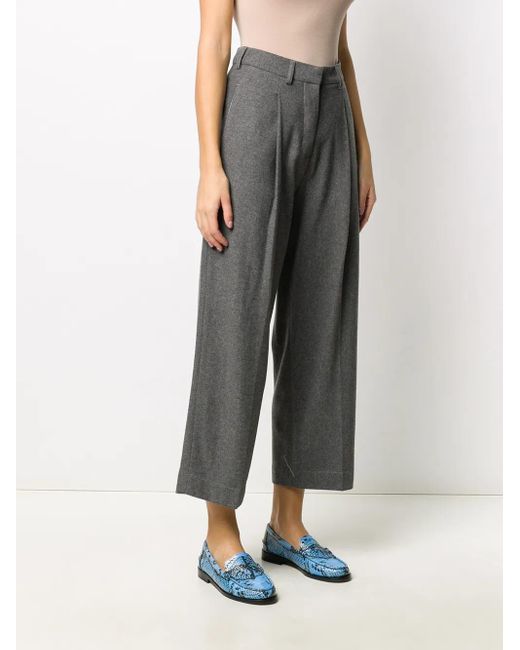 Jejia Gray High-Waisted Cropped Trousers