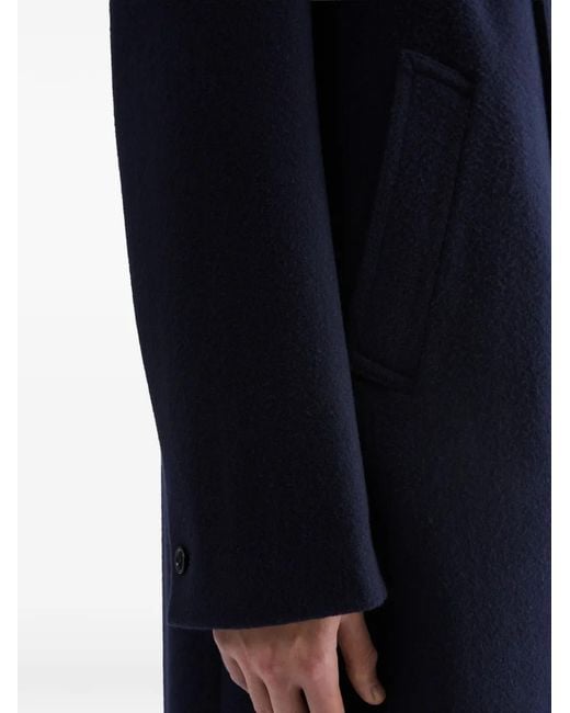 Jil Sander Blue Single-Breasted Wool Coat for men
