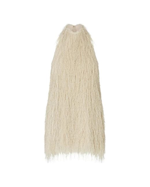 Liu Jo White Short Dress With Frayed Fabric