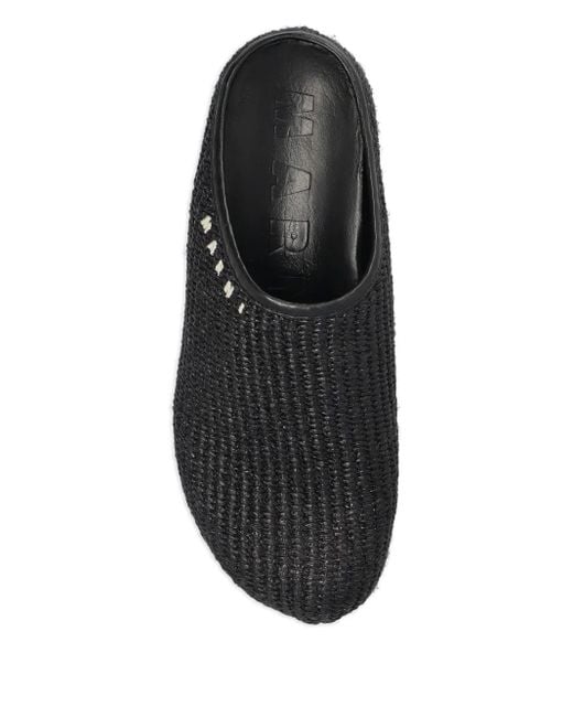 Marni Black Logo-Print Mules