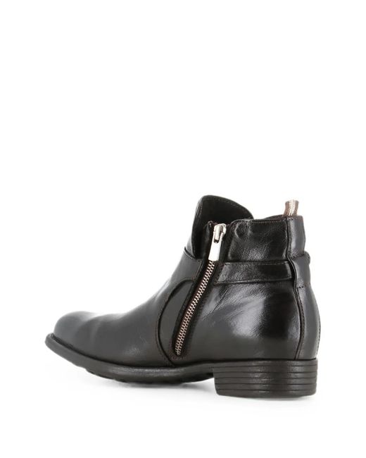 Officine Creative Gray Buckle-Detail Side-Zip Boots