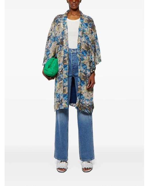 Chufy Blue Susu Short Belted Coat
