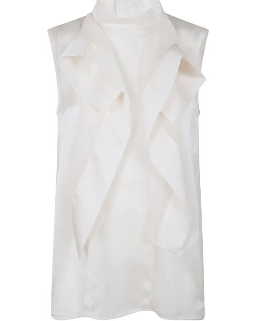Sacai White Ruffled Top