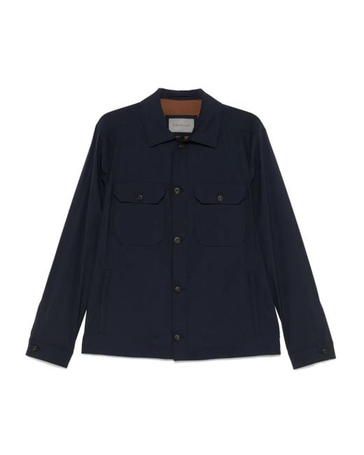 Corneliani Blue Wool Shirt Jacket for men