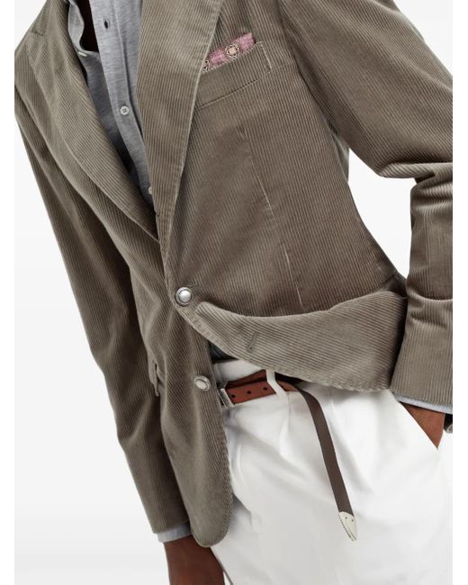 Brunello Cucinelli Einreihiges Sakko Aus Cord in Green für Herren