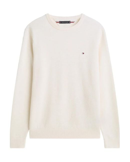 Tommy Hilfiger White Textured Sweater for men