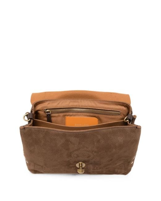 Zanellato Brown Small Postina Nubuck-Leather Tote Bag