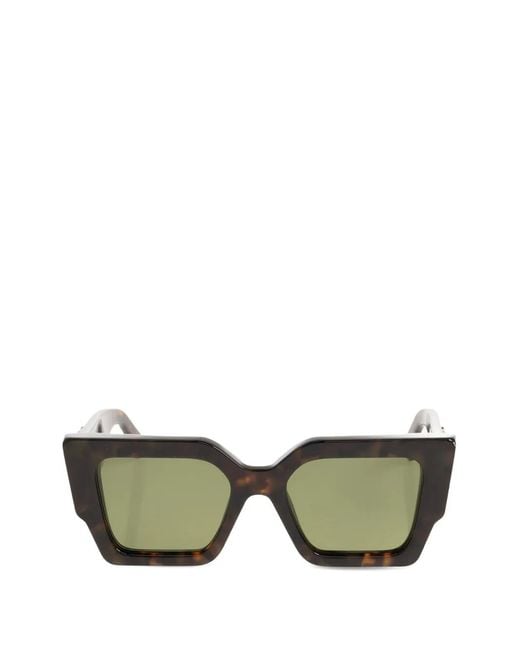 Off-White c/o Virgil Abloh Green Tortoiseshell-Effect Square-Frame Sunglasses