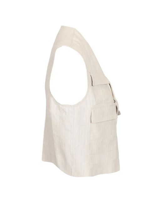 Barena White Pocket V-Neck Gilet