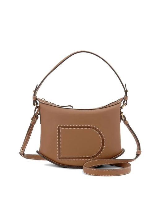 Delvaux Brown Pm Pin Swing Surpiqué Perforated-Detail Shoulder Bag
