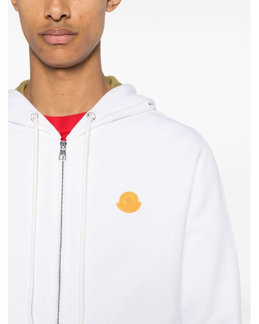 Moncler White Zip-up Cotton Hoodie for men