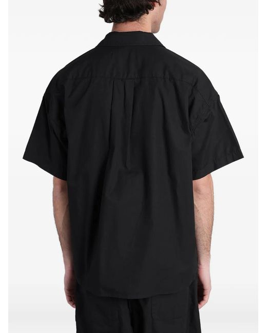 Maison Mihara Yasuhiro Black Logo-Patch Short-Sleeve Shirt for men