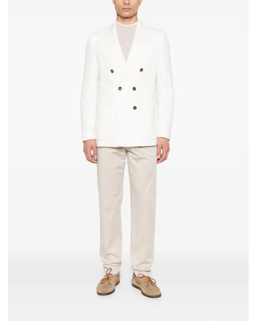 Eleventy White Double-Breasted Blazer for men