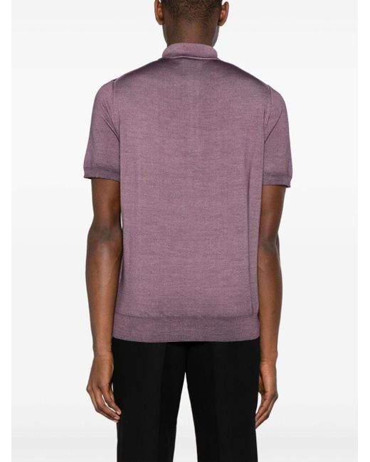 Canali Purple Mélange-effect Polo Shirt for men