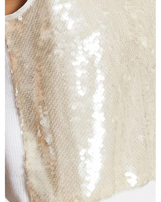 Peserico Natural Sequin-Embellished Sleeveless Top