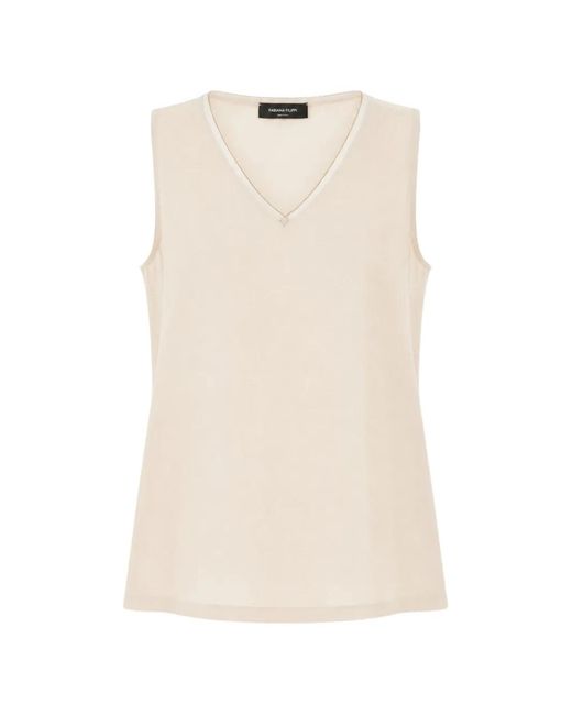 Fabiana Filippi Natural V-Neck Sleeveless Blouse
