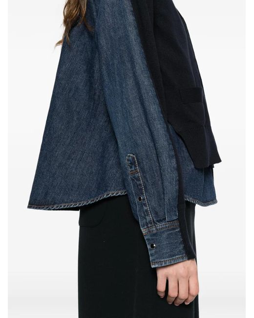 Sacai Black Denim Knit Cardigan