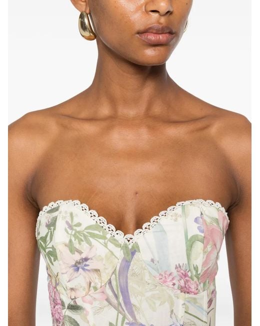 Charo Ruiz White Haut Bio À Fleurs Bordé De Dentelle