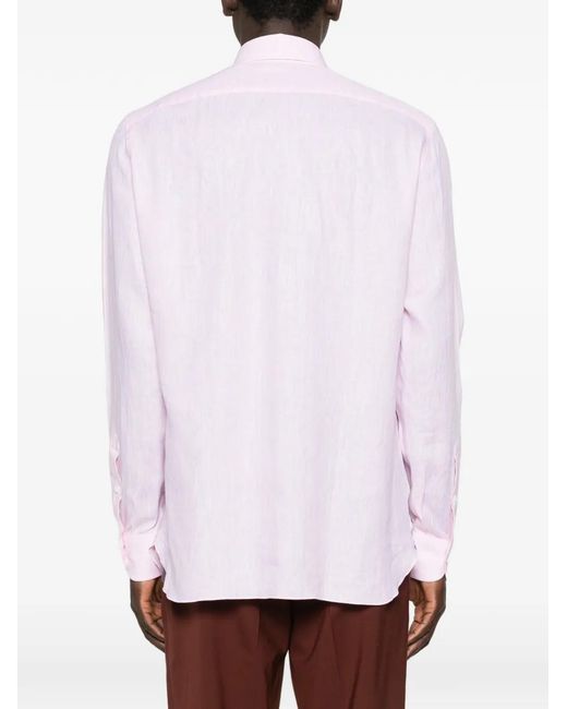 Isaia Pink Long-Sleeve Shirt for men