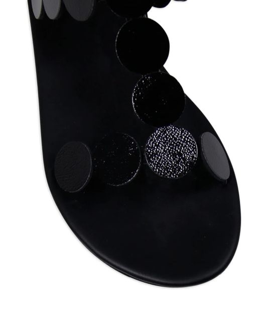 Ancient Greek Sandals Black Flache Triton Sandalen Mit Kreisverzierung