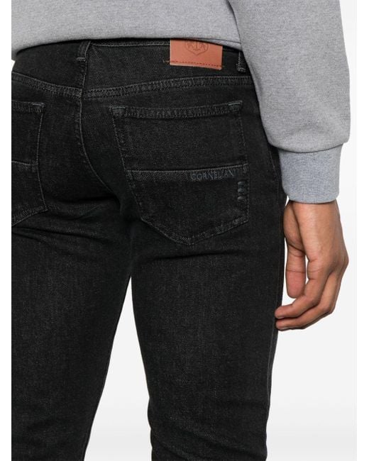 Corneliani Black Mid-rise Tapered Jeans for men