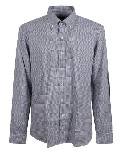 Fay Blue All-Over Pattern Long-Sleeve Shirt for men
