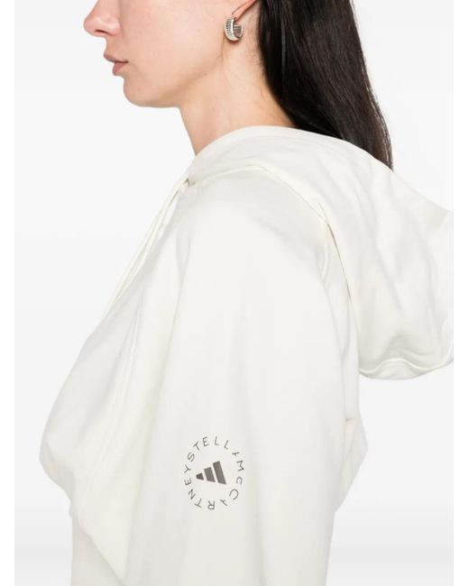 Top Crop Con Cappuccio di Adidas By Stella McCartney in White