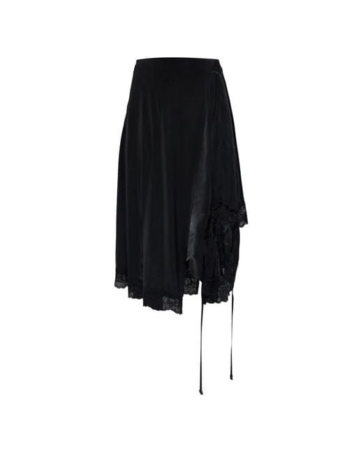 Vetements Black Lace-Trim Asymmetric Skirt