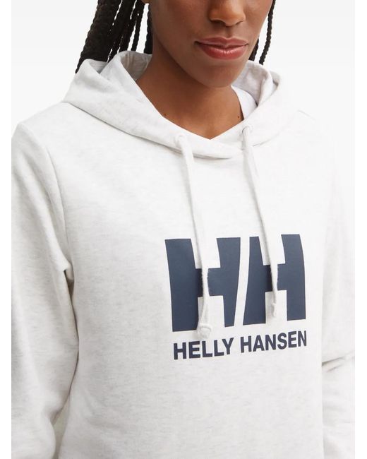 Helly Hansen White Logo-Print Hoodie