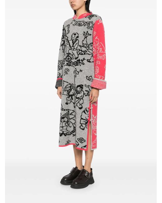 YANYAN KNITS Gray Patterned Dress
