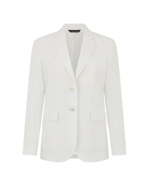Brooks Brothers White Single-Breasted Linen Blazer