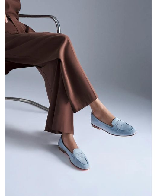Santoni Blue Carla Suede Loafers